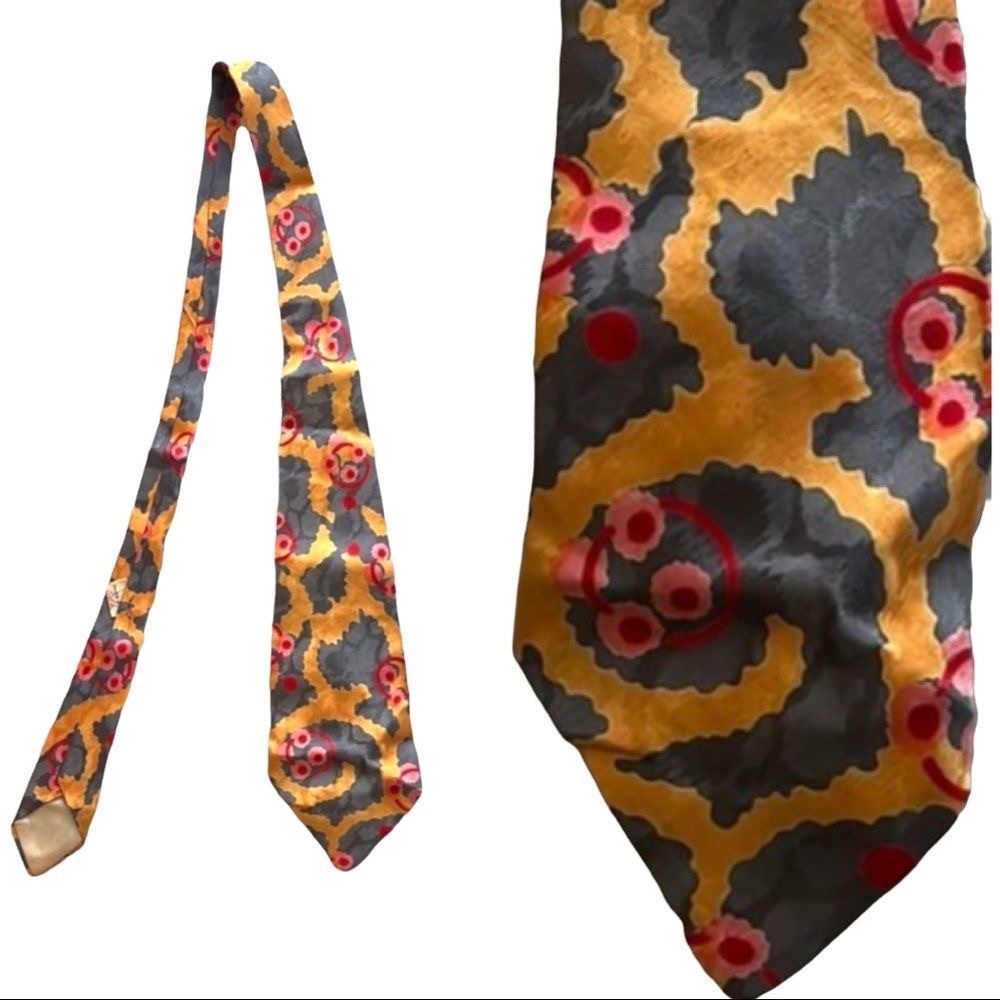 Pure Silk Tie Artistic Geometric Yellow